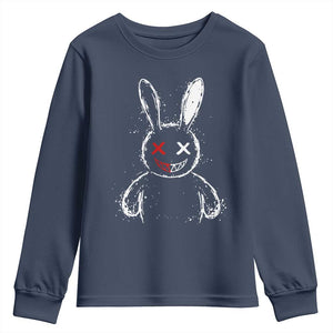 Creepy Cute Bunny Youth Sweatshirt Rabbit Alt Goth Grunge Horror Aesthetic TS10 Navy Print Your Wear