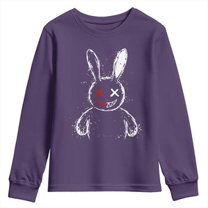 Creepy Cute Bunny Youth Sweatshirt Rabbit Alt Goth Grunge Horror Aesthetic TS10 Purple Print Your Wear