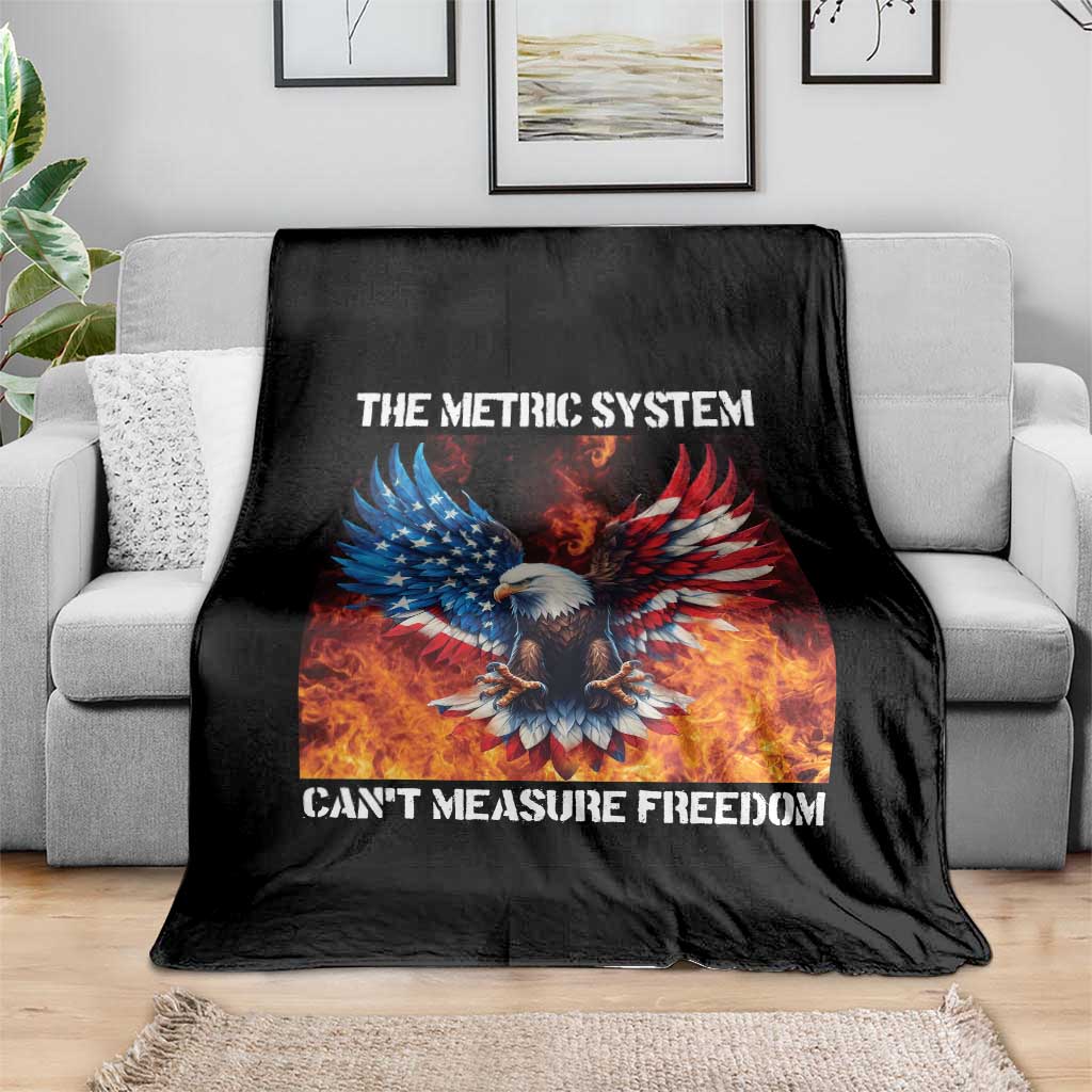 Funny Bald Eagle 4th of July Throw Blanket The Metric System Cant Measure Freedom American Flag TS10 Print Your Wear