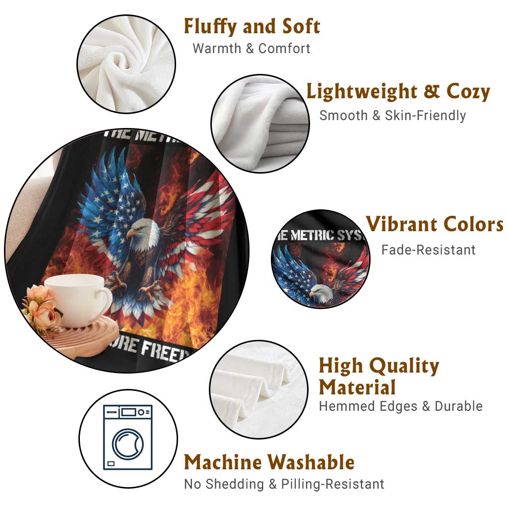 Funny Bald Eagle 4th of July Throw Blanket The Metric System Cant Measure Freedom American Flag TS10 Print Your Wear