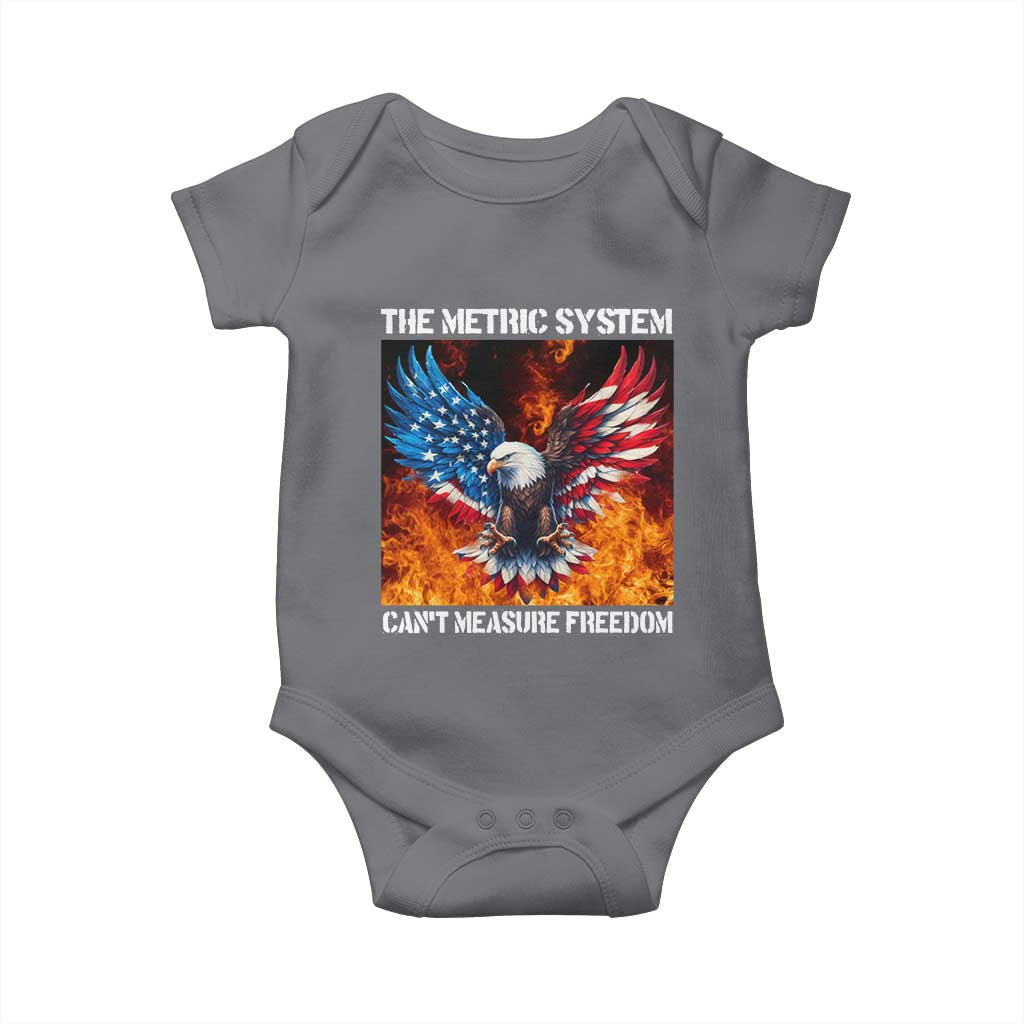 Funny Bald Eagle 4th of July Baby Onesie The Metric System Cant Measure Freedom American Flag TS10 Charcoal Print Your Wear