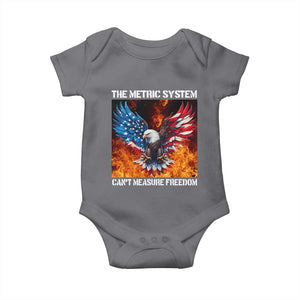 Funny Bald Eagle 4th of July Baby Onesie The Metric System Cant Measure Freedom American Flag TS10 Charcoal Print Your Wear