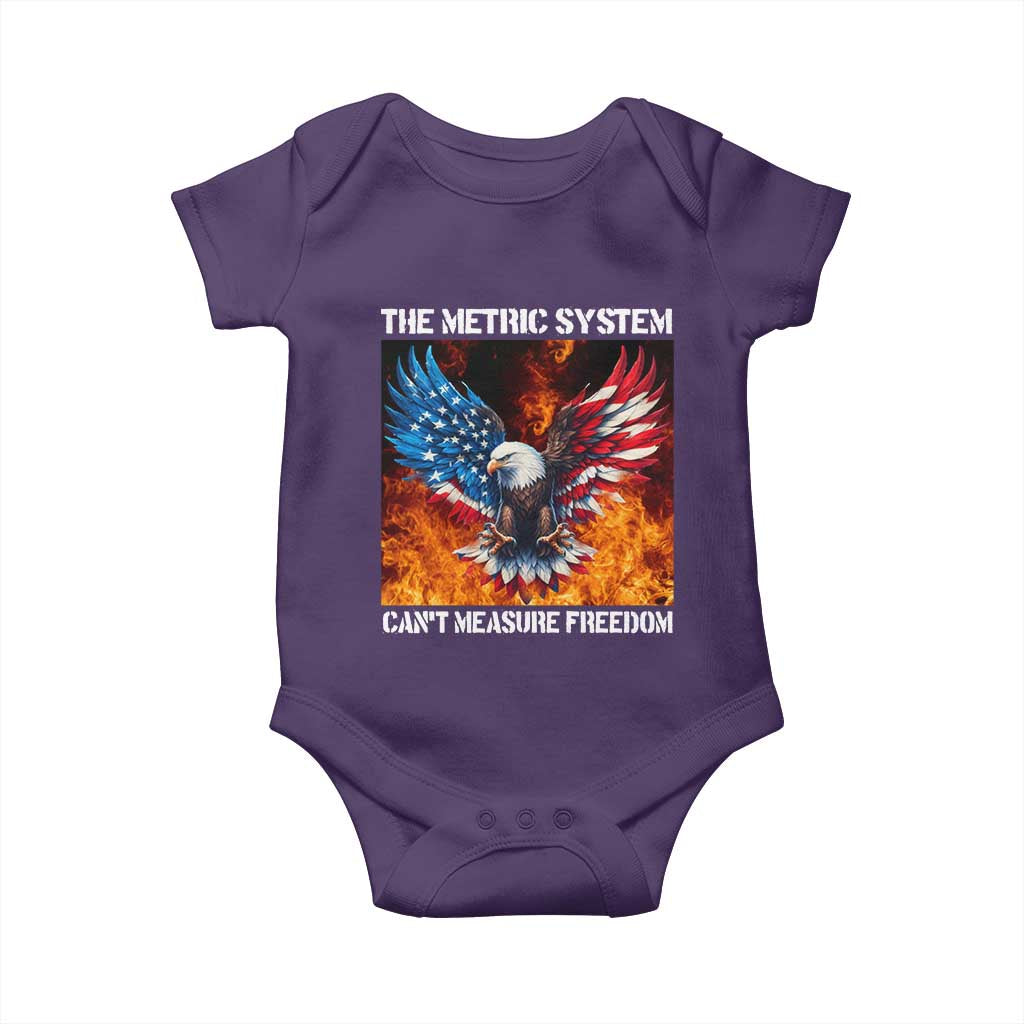 Funny Bald Eagle 4th of July Baby Onesie The Metric System Cant Measure Freedom American Flag TS10 Purple Print Your Wear