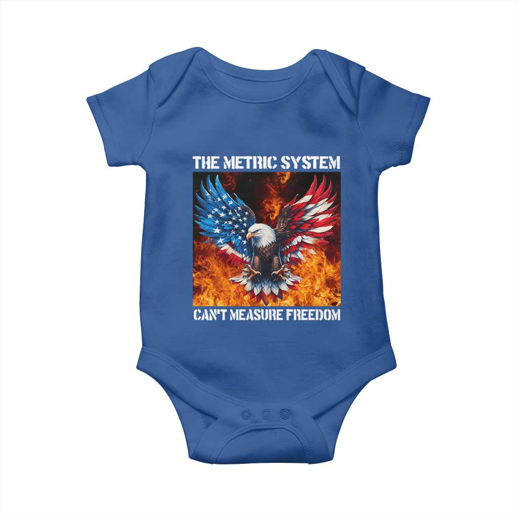 Funny Bald Eagle 4th of July Baby Onesie The Metric System Cant Measure Freedom American Flag TS10 Royal Blue Print Your Wear
