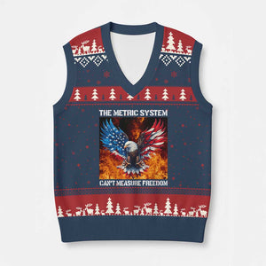Funny Bald Eagle 4th of July V-Neck Knit Sweater Vest The Metric System Cant Measure Freedom American Flag TS10 Navy Red Print Your Wear