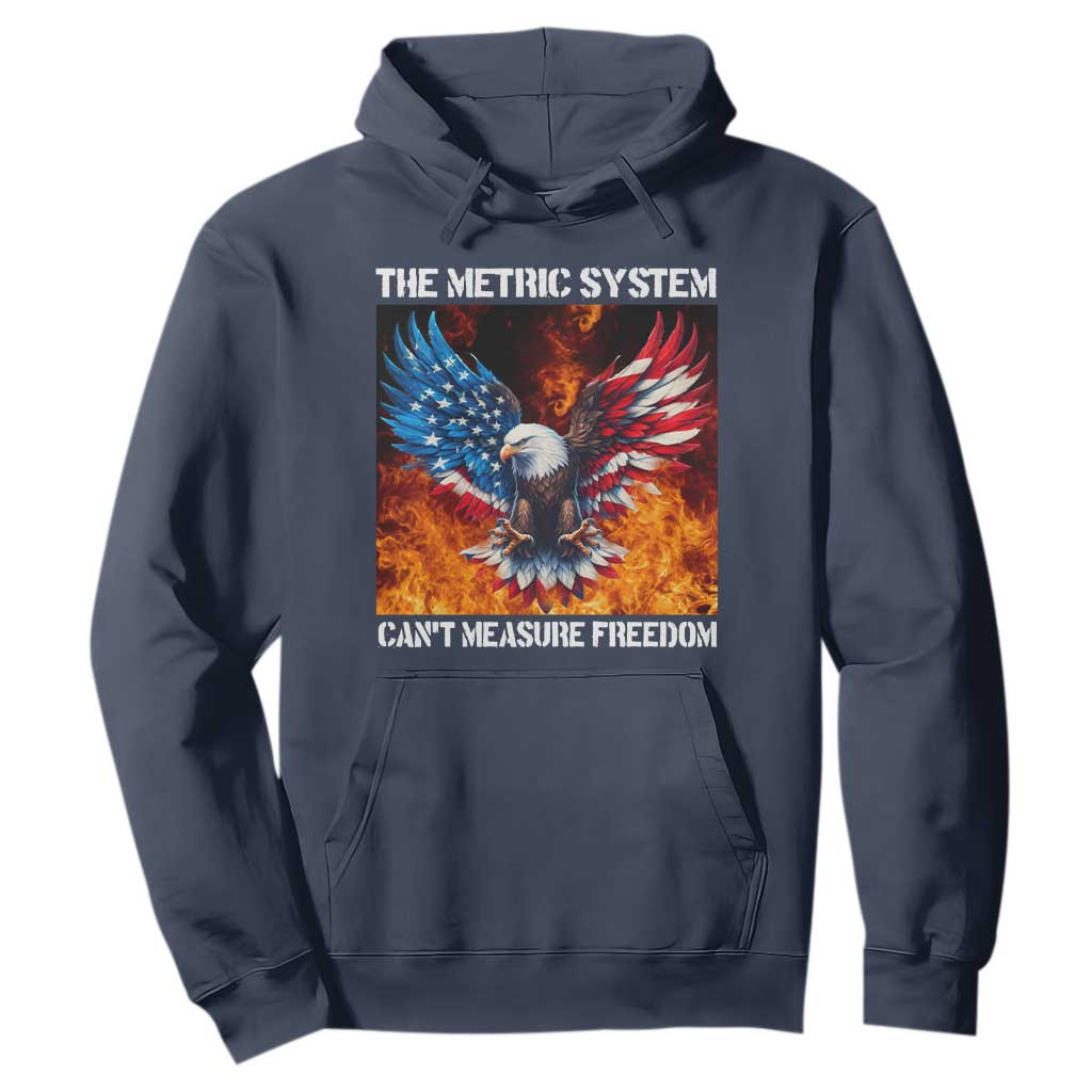 Funny Bald Eagle 4th of July Hoodie The Metric System Cant Measure Freedom American Flag TS10 Navy Print Your Wear
