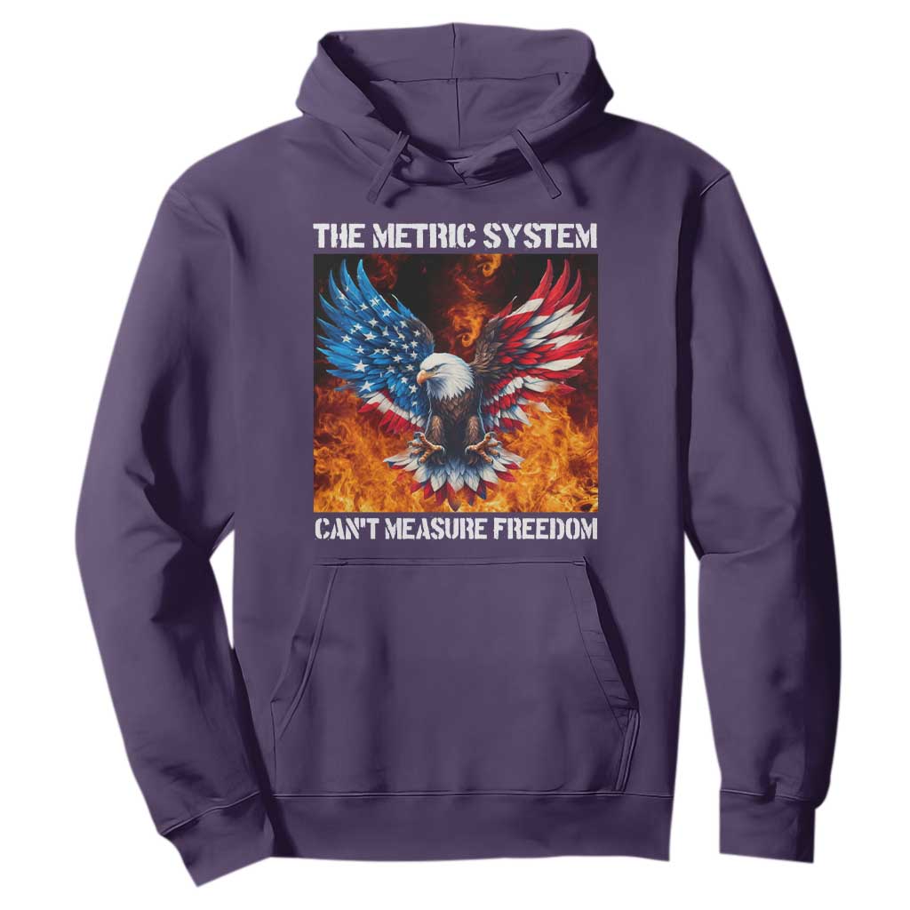 Funny Bald Eagle 4th of July Hoodie The Metric System Cant Measure Freedom American Flag TS10 Purple Print Your Wear