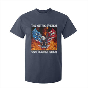 Funny Bald Eagle 4th of July T Shirt For Kid The Metric System Cant Measure Freedom American Flag TS10 Navy Print Your Wear