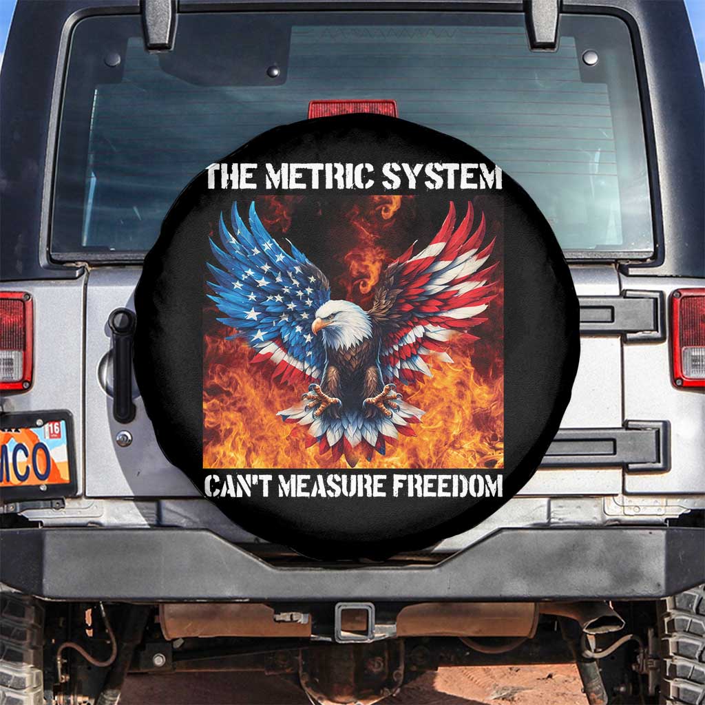 Funny Bald Eagle 4th of July Spare Tire Cover The Metric System Cant Measure Freedom American Flag TS10 No hole Black Print Your Wear