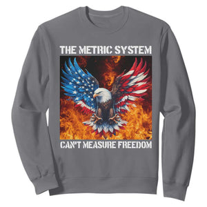 Funny Bald Eagle 4th of July Sweatshirt The Metric System Cant Measure Freedom American Flag TS10 Charcoal Print Your Wear