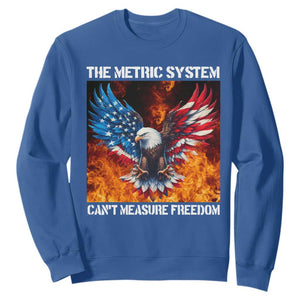 Funny Bald Eagle 4th of July Sweatshirt The Metric System Cant Measure Freedom American Flag TS10 Royal Blue Print Your Wear