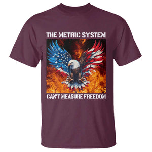 Funny Bald Eagle 4th of July T Shirt The Metric System Cant Measure Freedom American Flag TS10 Maroon Print Your Wear