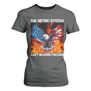 Funny Bald Eagle 4th of July T Shirt For Women The Metric System Cant Measure Freedom American Flag TS10 Dark Heather Print Your Wear