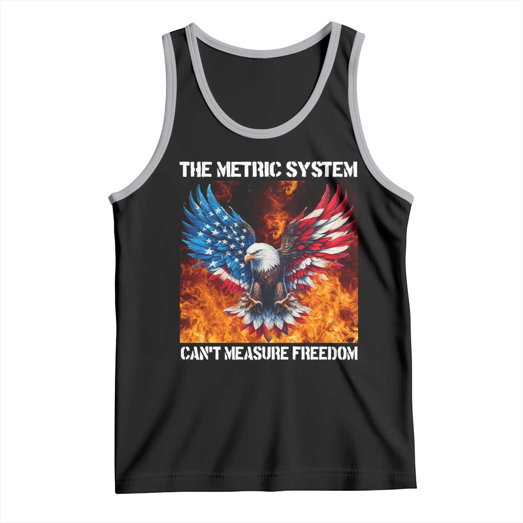 Funny Bald Eagle 4th of July Tank Top The Metric System Cant Measure Freedom American Flag TS10 Black Athletic Heather Print Your Wear