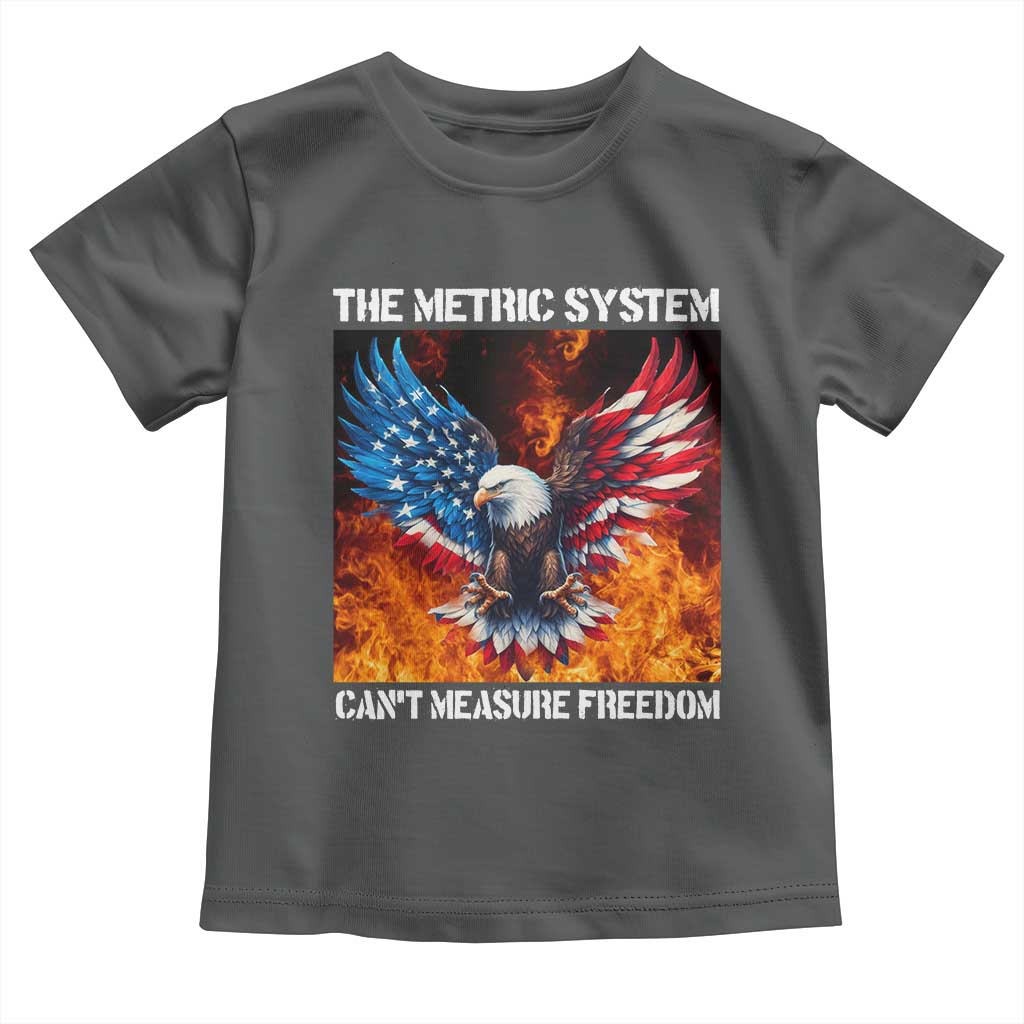 Funny Bald Eagle 4th of July Toddler T Shirt The Metric System Cant Measure Freedom American Flag TS10 Dark Heather Print Your Wear