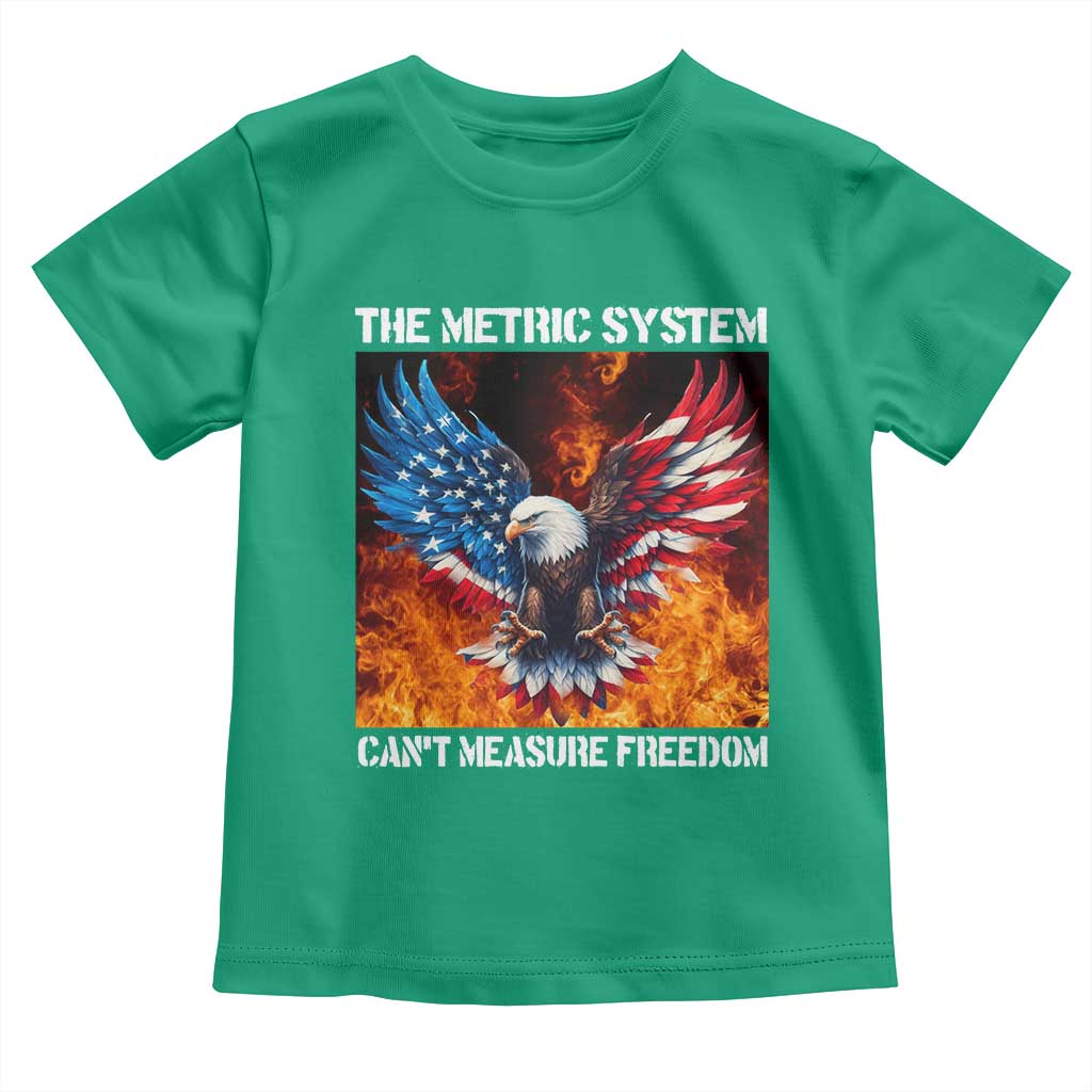 Funny Bald Eagle 4th of July Toddler T Shirt The Metric System Cant Measure Freedom American Flag TS10 Irish Green Print Your Wear