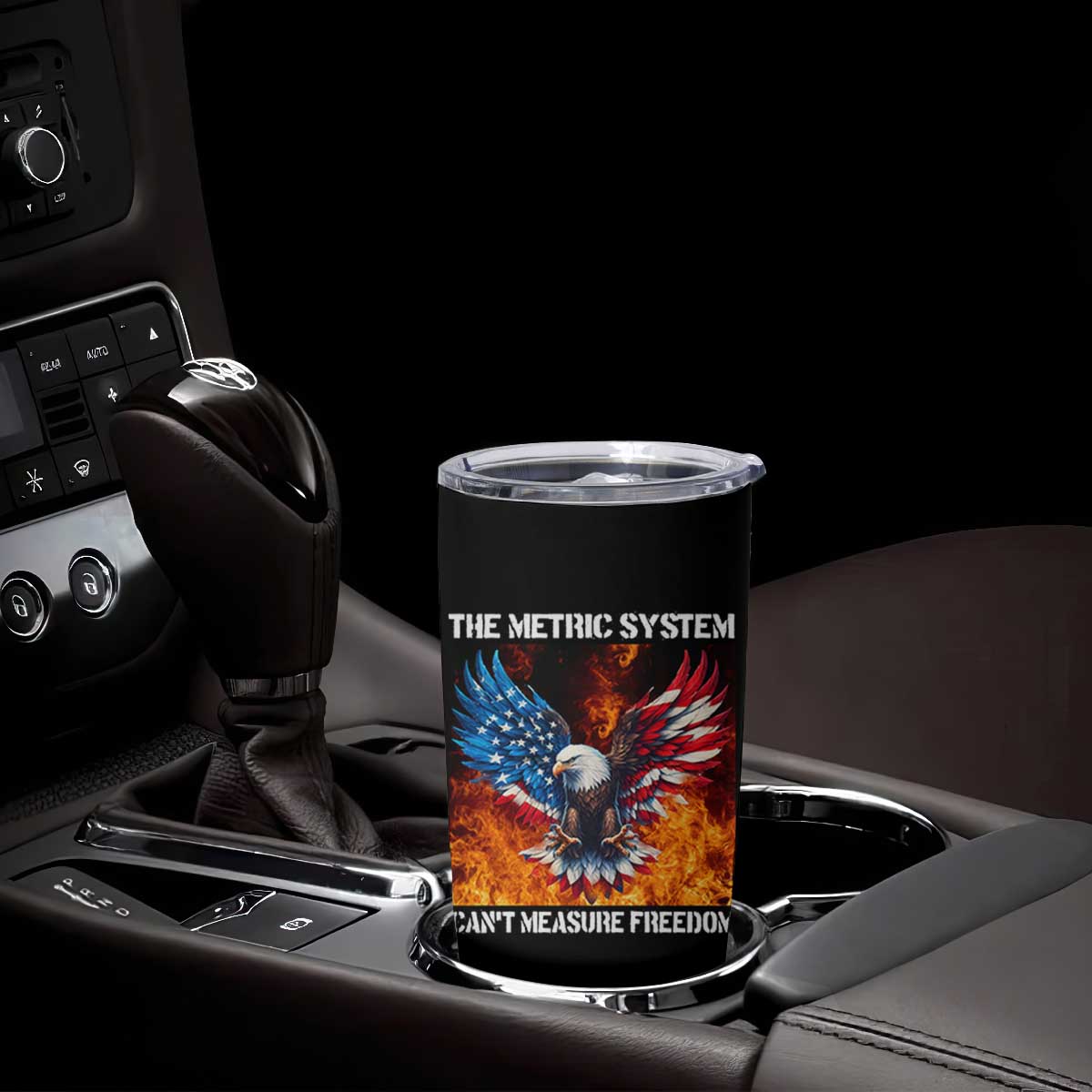 Funny Bald Eagle 4th of July Tumbler Cup The Metric System Cant Measure Freedom American Flag TS10 Print Your Wear