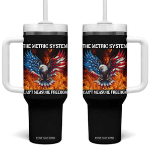 Funny Bald Eagle 4th of July Tumbler With Handle The Metric System Cant Measure Freedom American Flag TS10 One Size: 40 oz Black Print Your Wear