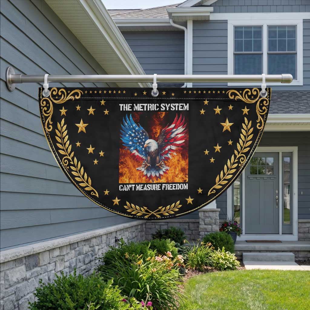 Funny Bald Eagle 4th of July Patriotic Fan Flag The Metric System Cant Measure Freedom American Flag