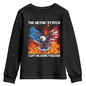 Funny Bald Eagle 4th of July Youth Sweatshirt The Metric System Cant Measure Freedom American Flag TS10 Black Print Your Wear