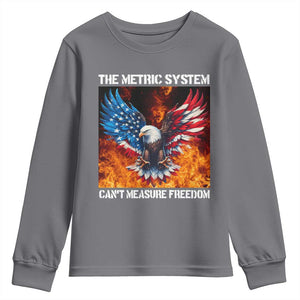 Funny Bald Eagle 4th of July Youth Sweatshirt The Metric System Cant Measure Freedom American Flag TS10 Charcoal Print Your Wear