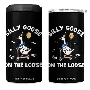 Funny Silly Goose 4 in 1 Can Cooler Tumbler Goose On The Loose Animal Humor TS10 One Size: 16 oz Black Print Your Wear