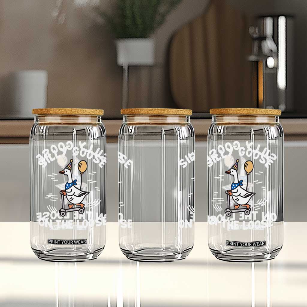 Funny Silly Goose Glass Can Goose On The Loose Animal Humor TS10 Print Your Wear