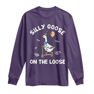 Funny Silly Goose Long Sleeve Shirt Goose On The Loose Animal Humor TS10 Purple Print Your Wear
