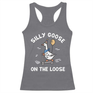 Funny Silly Goose Racerback Tank Top Goose On The Loose Animal Humor TS10 Charcoal Print Your Wear
