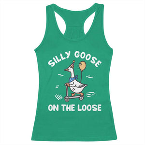 Funny Silly Goose Racerback Tank Top Goose On The Loose Animal Humor TS10 Irish Green Print Your Wear