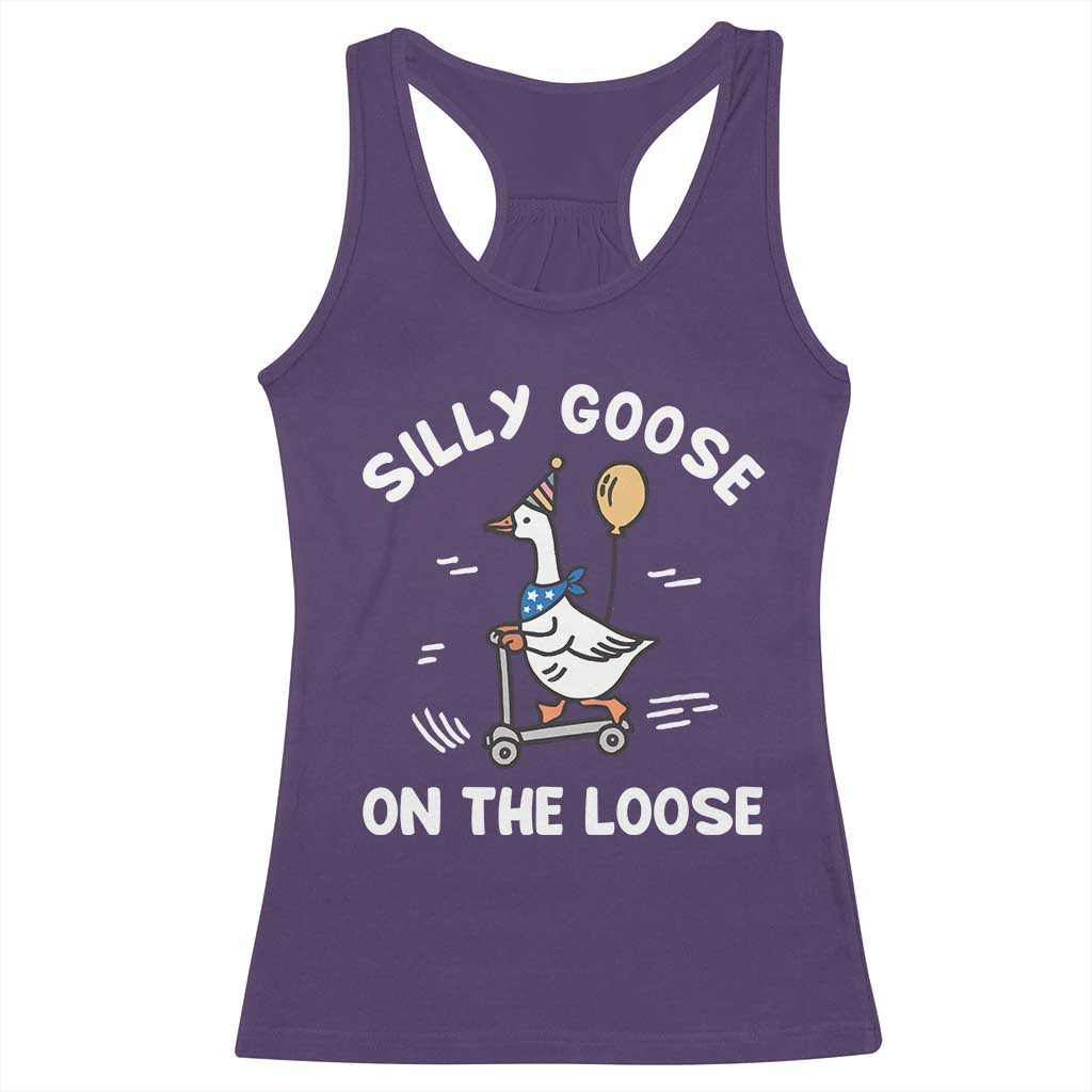 Funny Silly Goose Racerback Tank Top Goose On The Loose Animal Humor TS10 Purple Print Your Wear