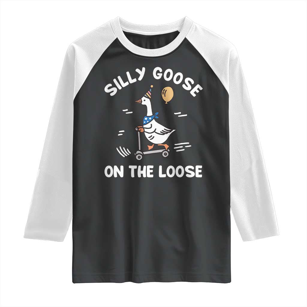 Funny Silly Goose Raglan Shirt Goose On The Loose Animal Humor TS10 Black White Print Your Wear
