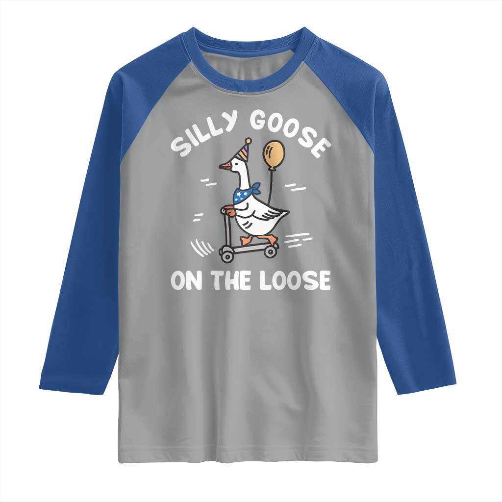Funny Silly Goose Raglan Shirt Goose On The Loose Animal Humor TS10 Sport Gray Royal Print Your Wear