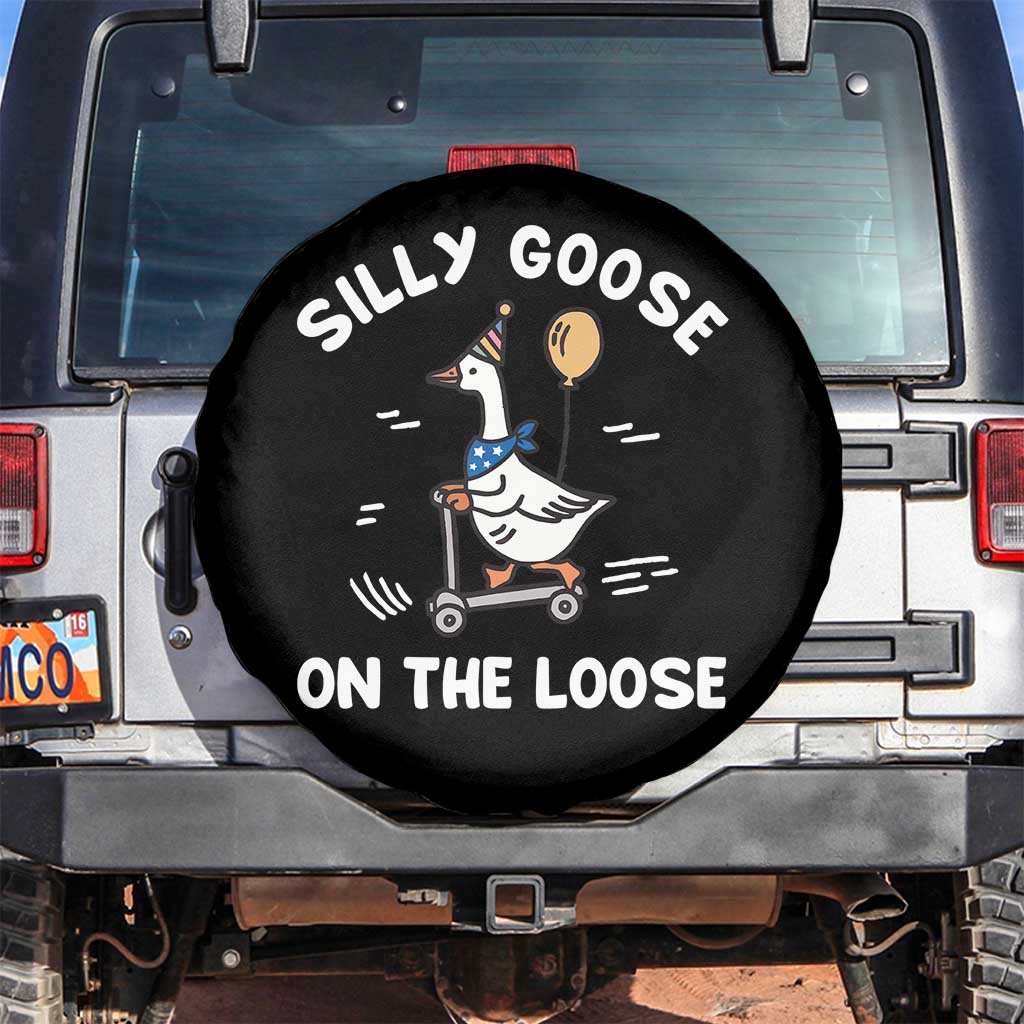Funny Silly Goose Spare Tire Cover Goose On The Loose Animal Humor TS10 No hole Black Print Your Wear