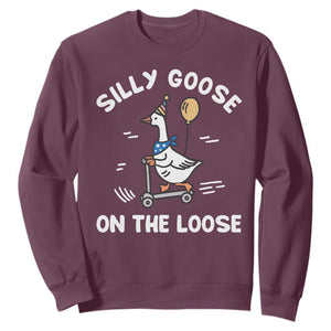 Funny Silly Goose Sweatshirt Goose On The Loose Animal Humor TS10 Maroon Print Your Wear