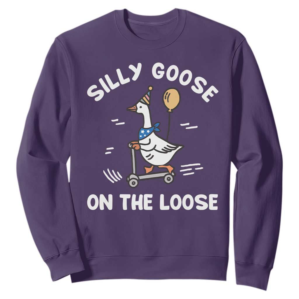Funny Silly Goose Sweatshirt Goose On The Loose Animal Humor TS10 Purple Print Your Wear