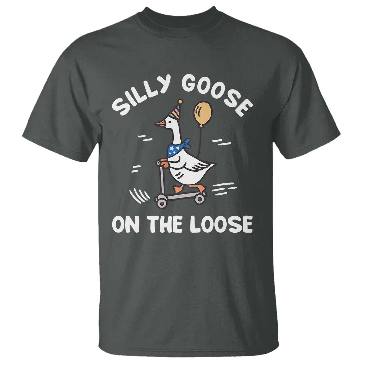 Funny Silly Goose T Shirt Goose On The Loose Animal Humor TS10 Dark Heather Print Your Wear