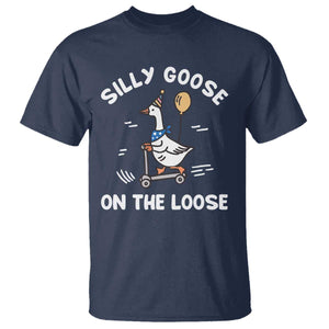 Funny Silly Goose T Shirt Goose On The Loose Animal Humor TS10 Navy Print Your Wear