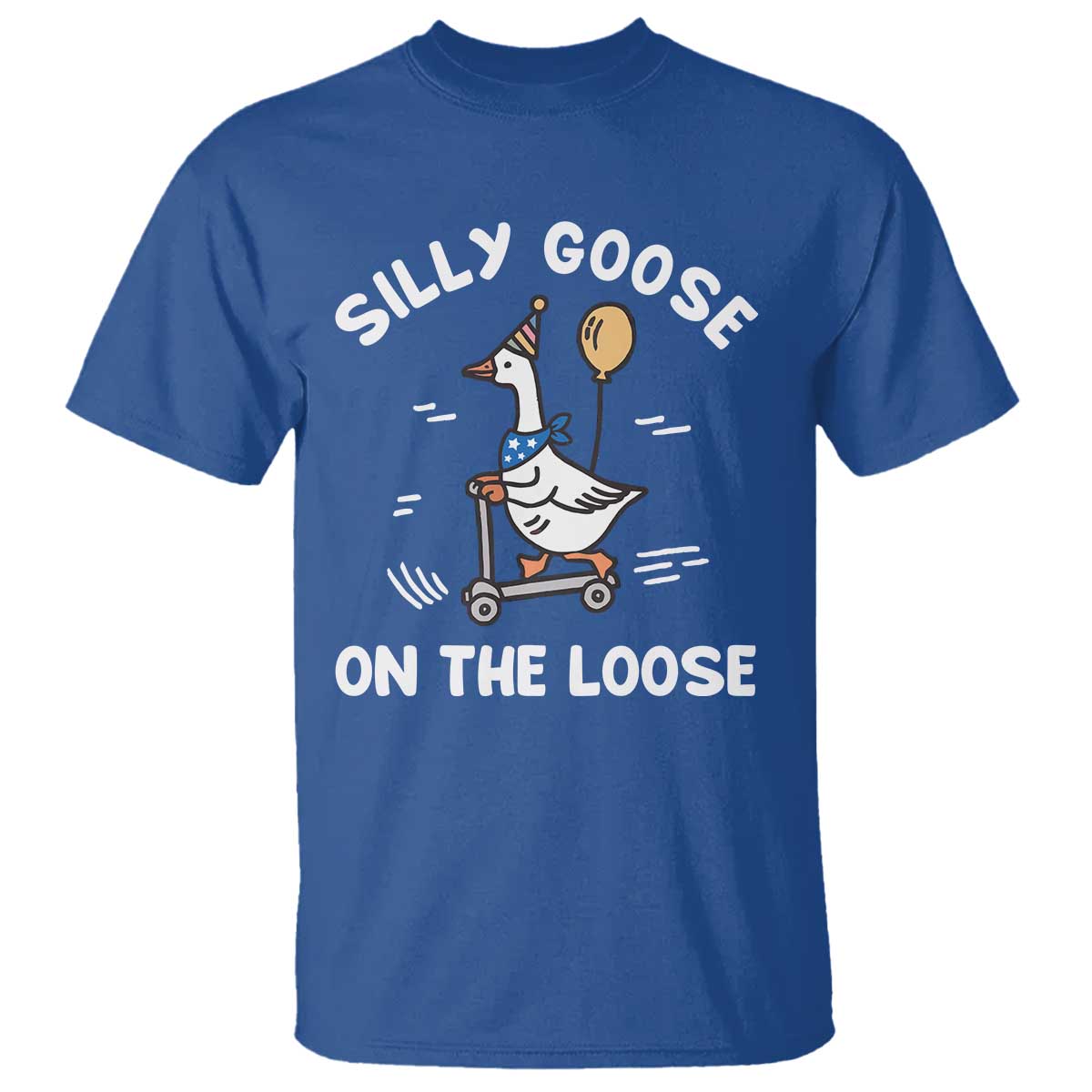 Funny Silly Goose T Shirt Goose On The Loose Animal Humor TS10 Royal Blue Print Your Wear