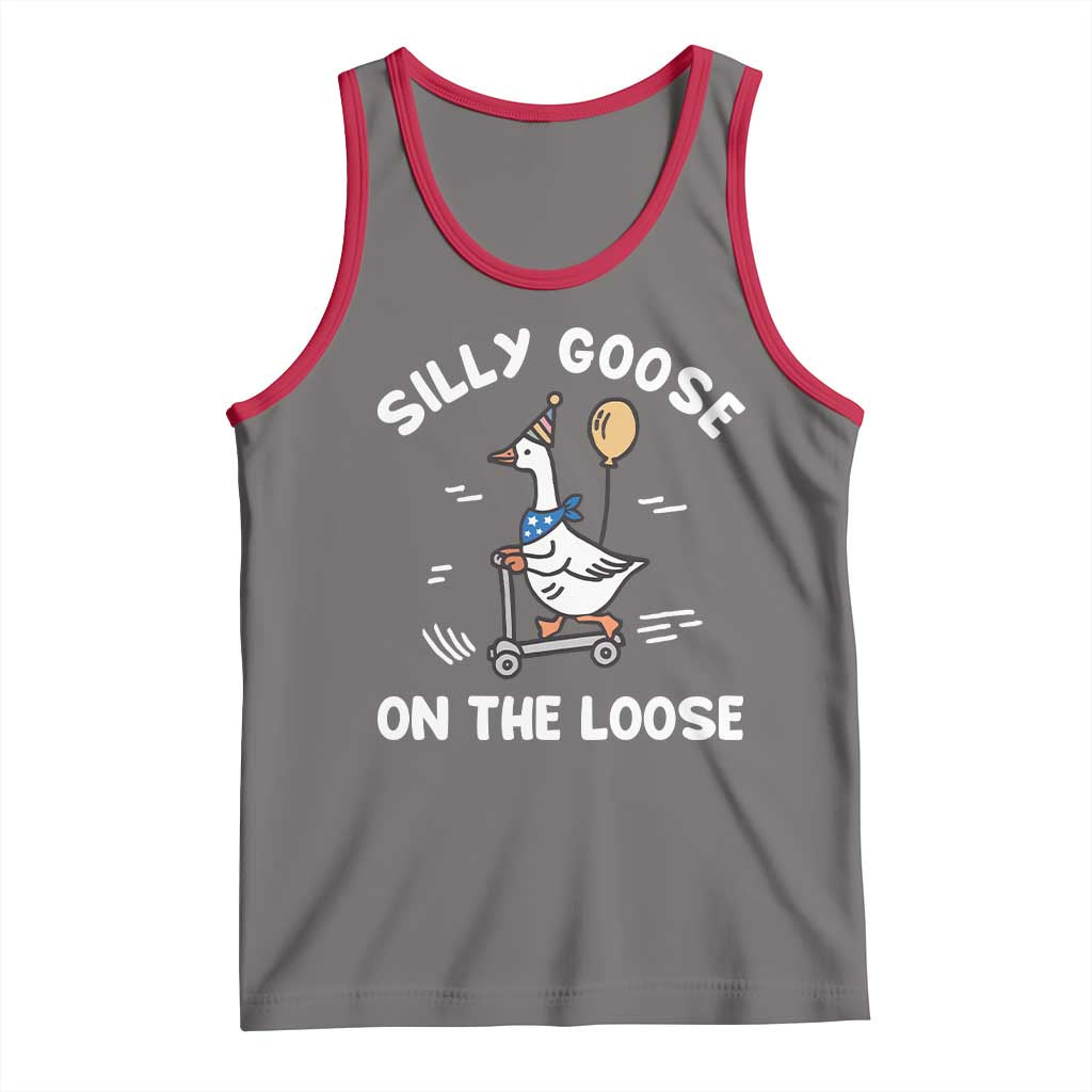 Funny Silly Goose Tank Top Goose On The Loose Animal Humor TS10 Deep Heather Red Print Your Wear
