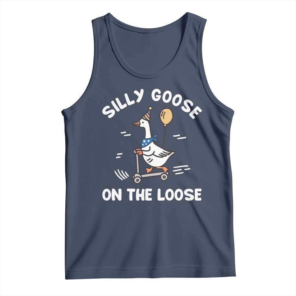 Funny Silly Goose Tank Top Goose On The Loose Animal Humor TS10 Navy Print Your Wear