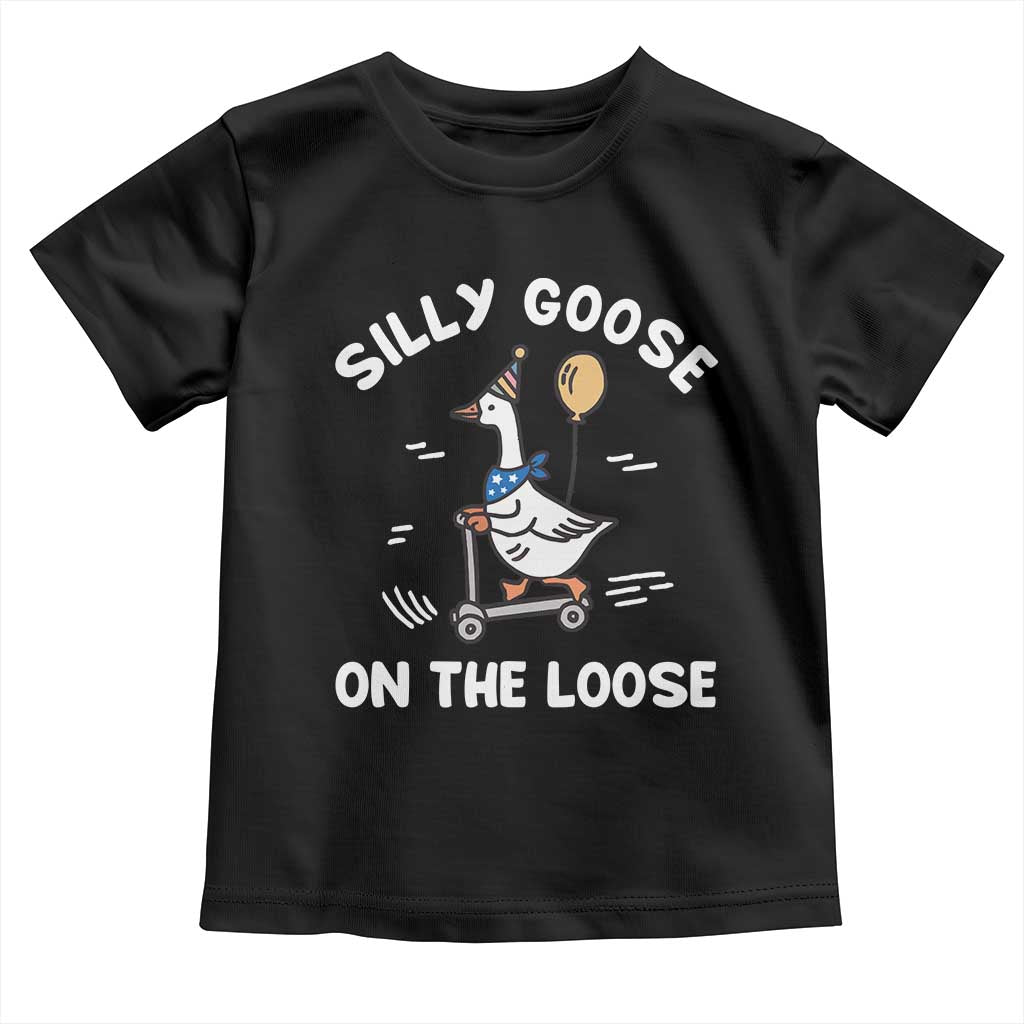 Funny Silly Goose Toddler T Shirt Goose On The Loose Animal Humor TS10 Black Print Your Wear