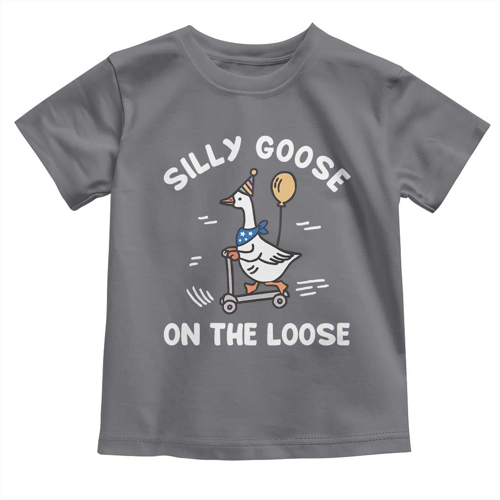 Funny Silly Goose Toddler T Shirt Goose On The Loose Animal Humor TS10 Charcoal Print Your Wear