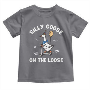 Funny Silly Goose Toddler T Shirt Goose On The Loose Animal Humor TS10 Charcoal Print Your Wear