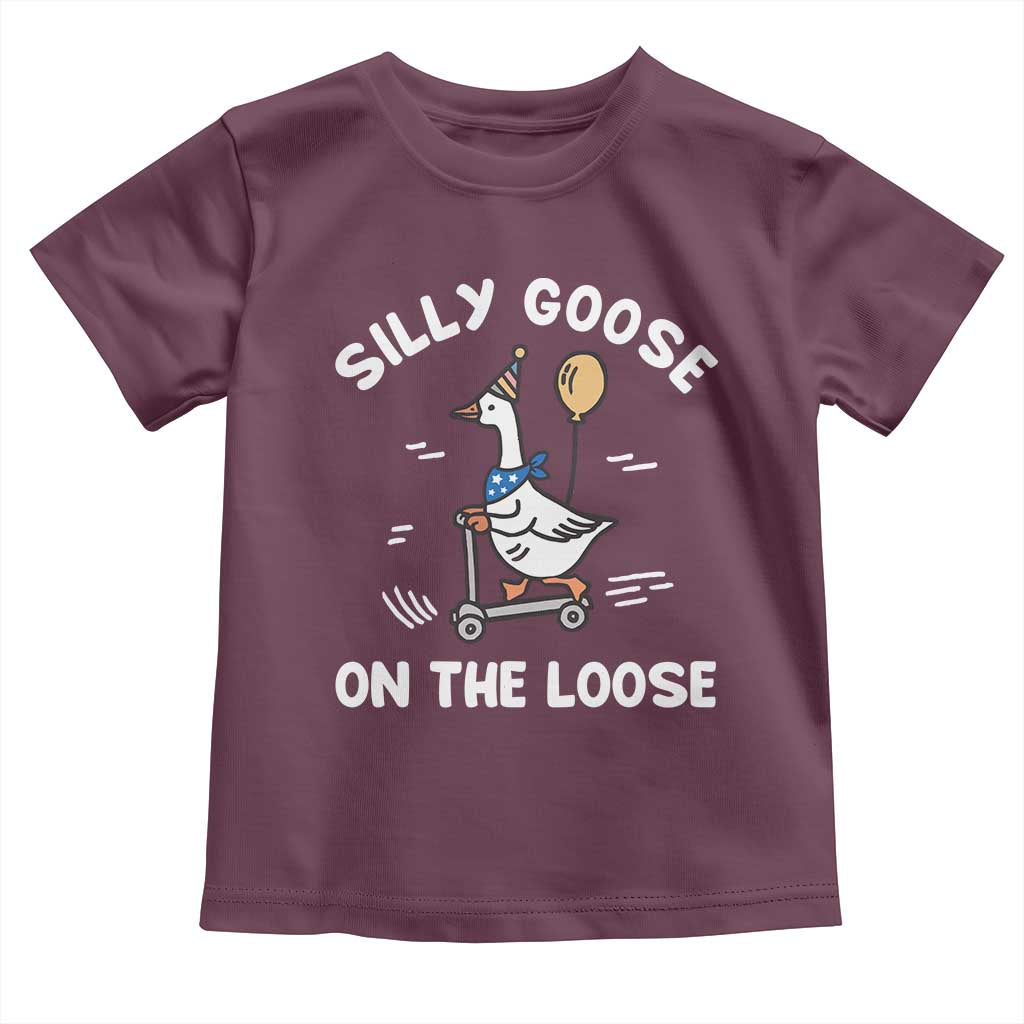 Funny Silly Goose Toddler T Shirt Goose On The Loose Animal Humor TS10 Maroon Print Your Wear