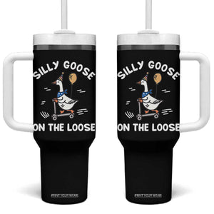 Funny Silly Goose Tumbler With Handle Goose On The Loose Animal Humor TS10 One Size: 40 oz Black Print Your Wear