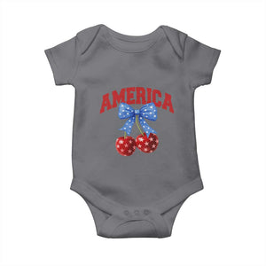America Cherry Coquette Bow Baby Onesie 4th of July Patriotic TS10 Charcoal Print Your Wear