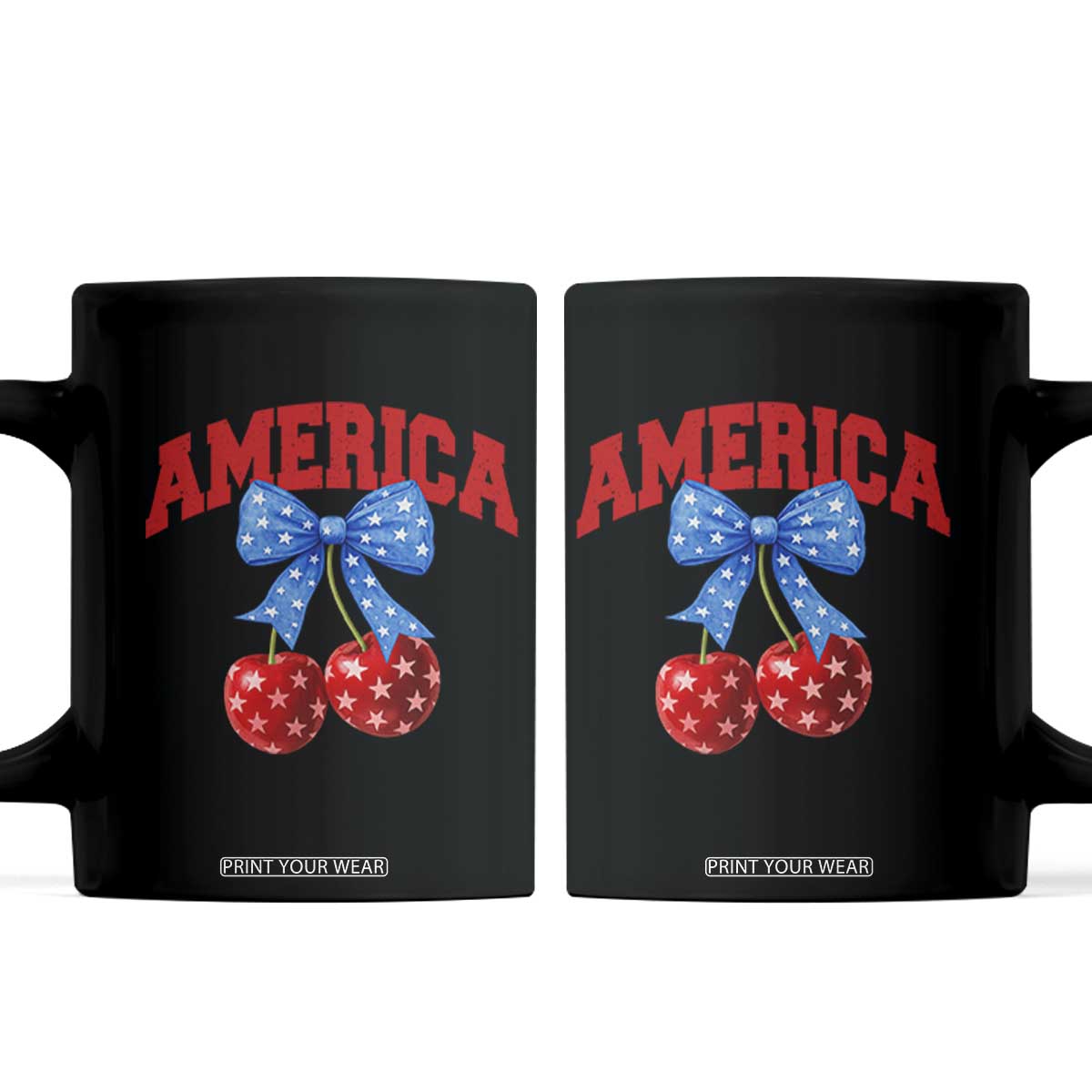 America Cherry Coquette Bow Coffee Mug 4th of July Patriotic TS10 Black Print Your Wear