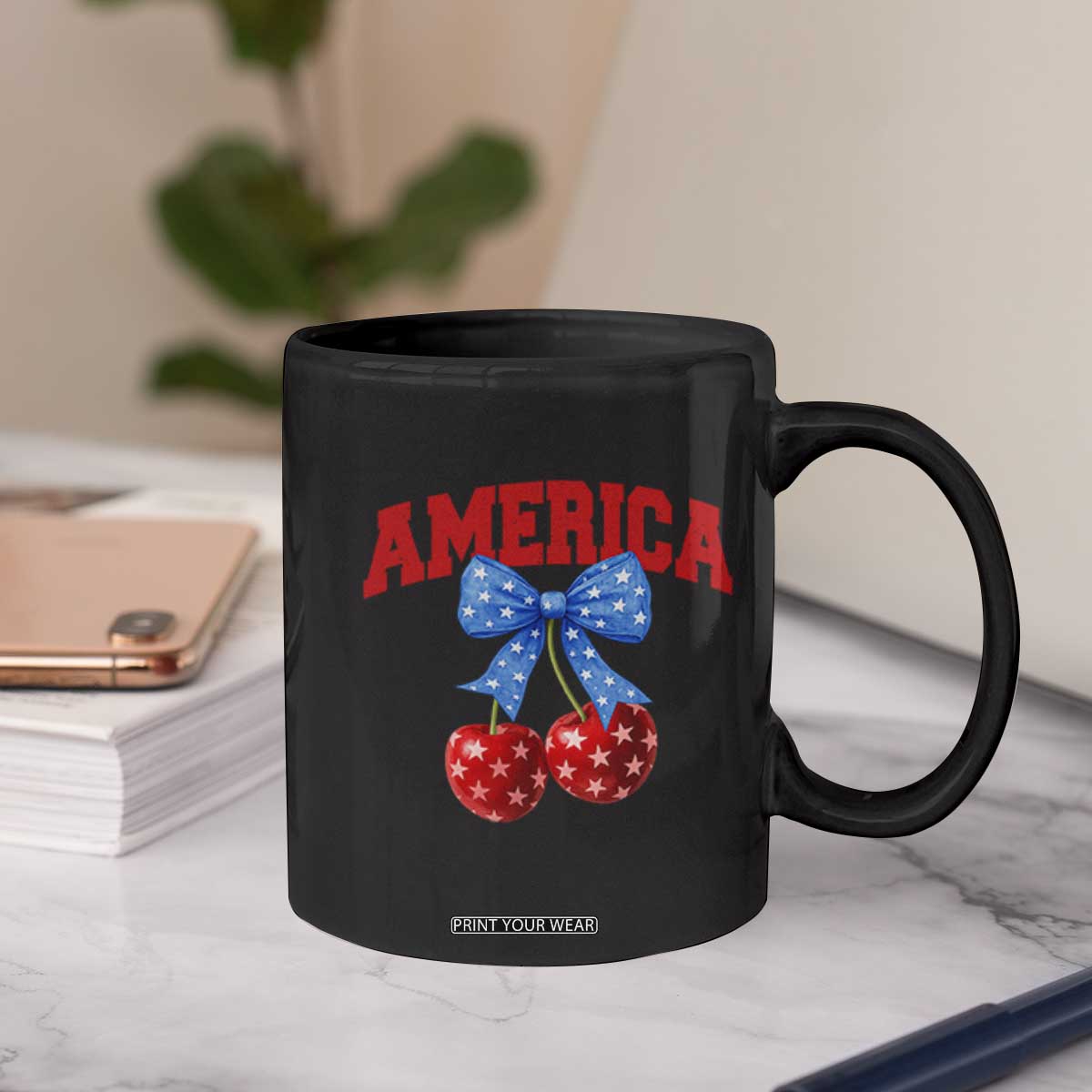 America Cherry Coquette Bow Coffee Mug 4th of July Patriotic TS10 Print Your Wear