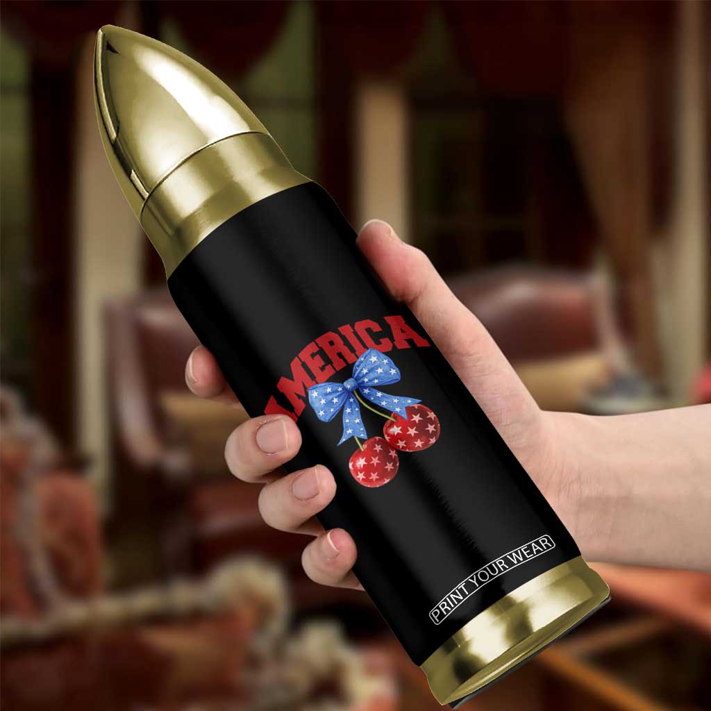 America Cherry Coquette Bow Bullet Tumbler 4th of July Patriotic TS10 Print Your Wear